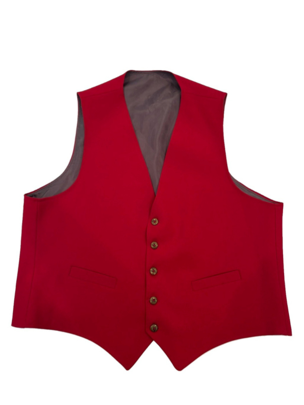Mens Red Suit Vest Formal Tuxedo Waistcoat Size 46R V-Neck 5 Button